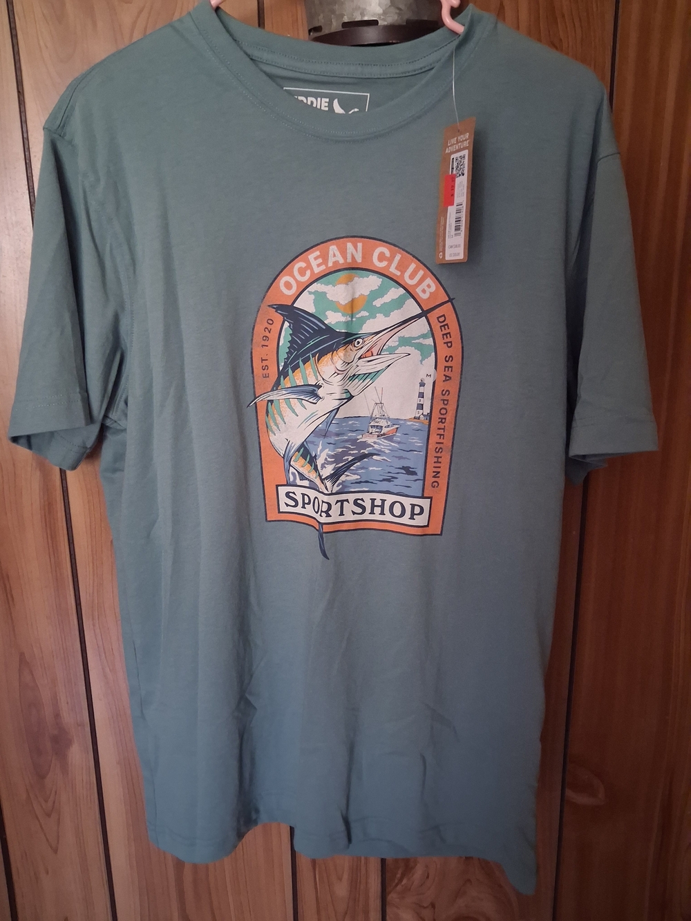 Eddie Bauer New Men's Sage Graphic Fishing T-Shirt